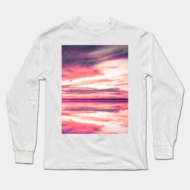Pink Sky Beach Sunset Long Sleeve T-Shirt by deadright